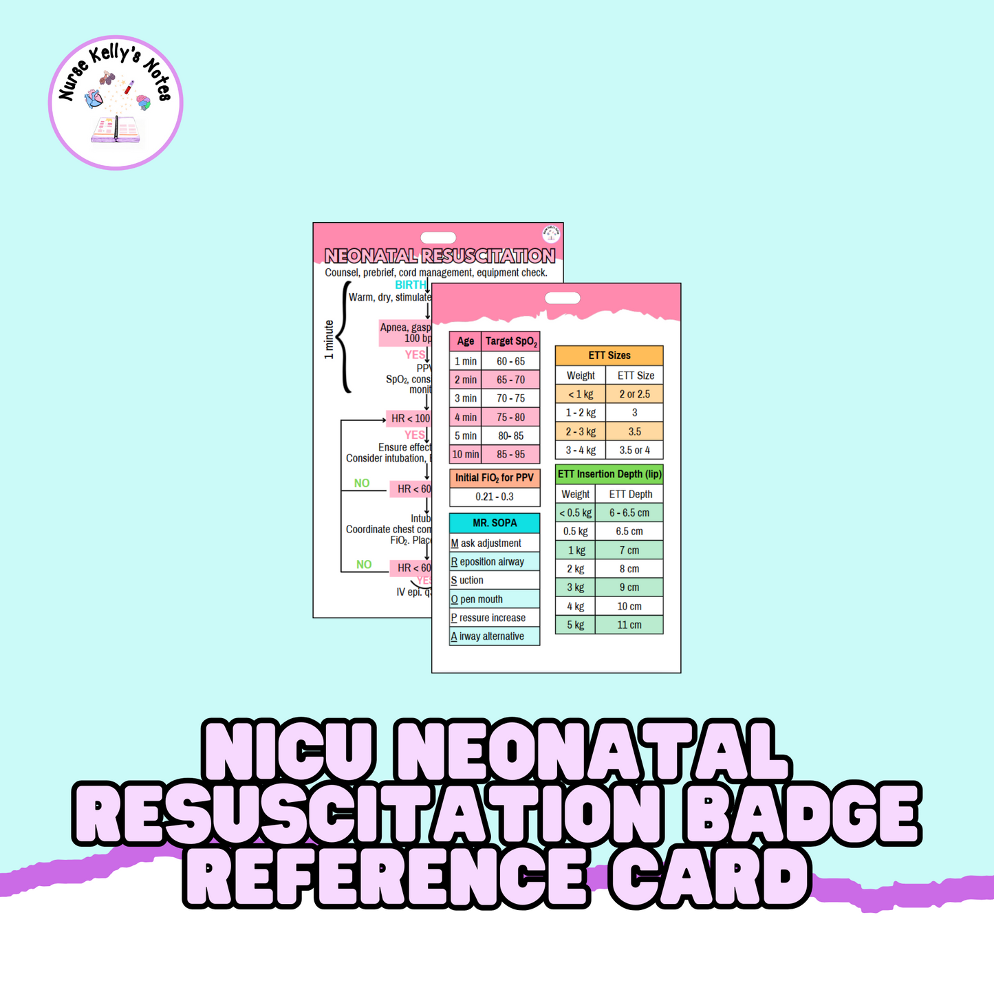NICU NRP Badge Reference Card: Wearable Neonatal Resuscitation Badge Buddy for Neonatal Intensive Care Nurses, NNPs and Physician Associates