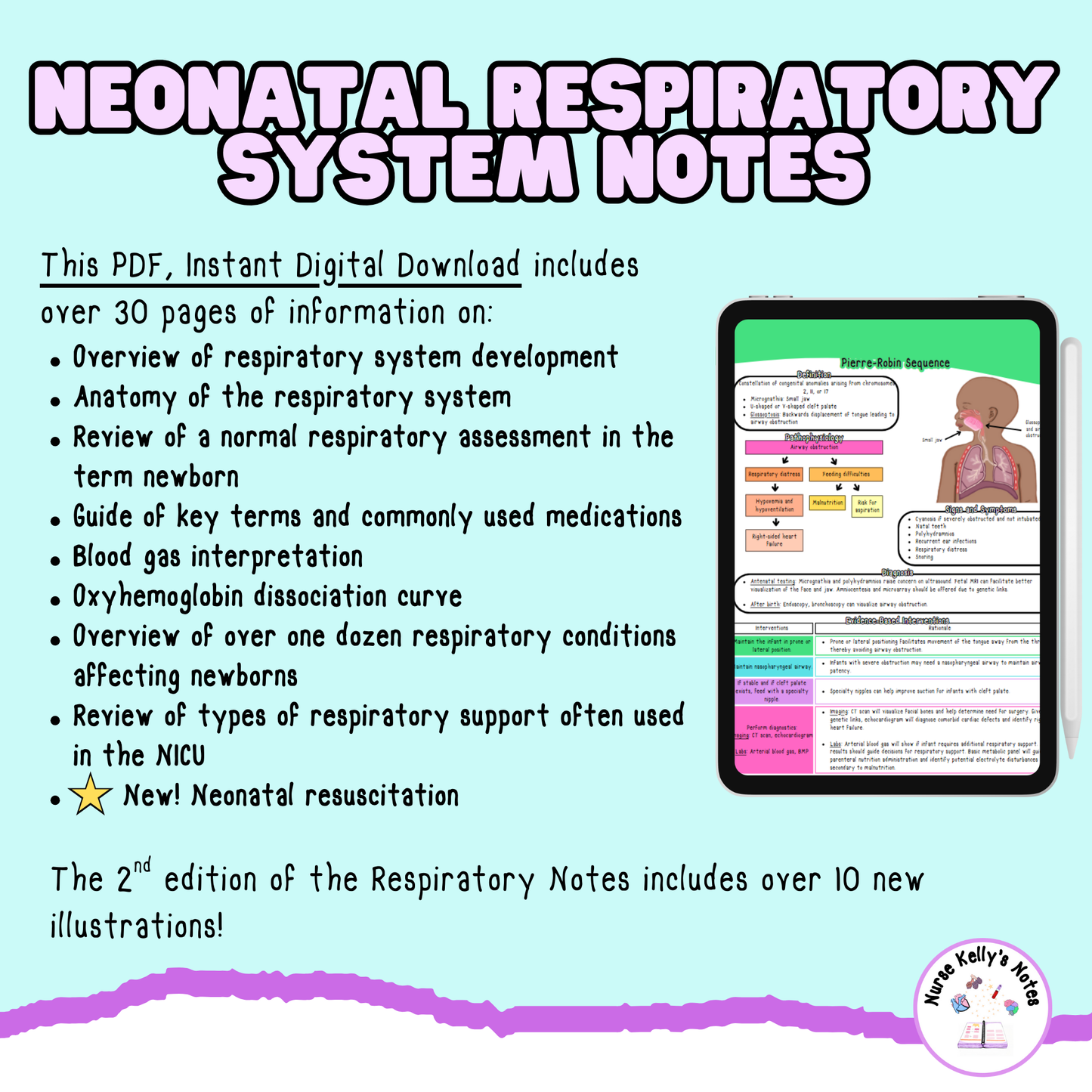 Newborn Respiratory Bundle: Instant Digital Download | Visual Learning Resource, Study Guide, Survival Guide, Masterclass for NICU RNs