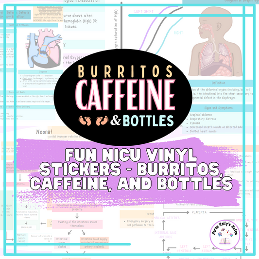 NICU Nurse Sticker - Burritos, Caffeine, and Bottles