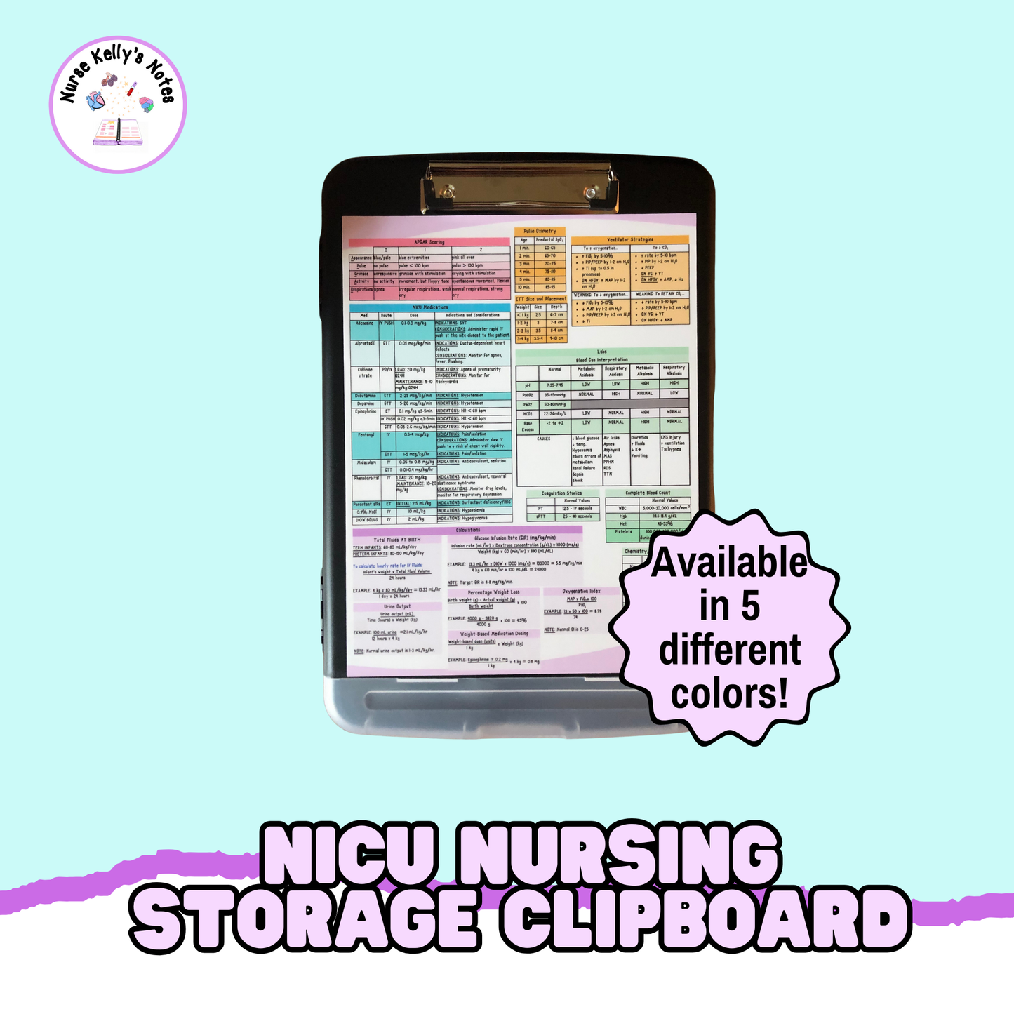 Neonatal ICU Storage Clipboard | Resources for NICU Nurses and Nursing Students