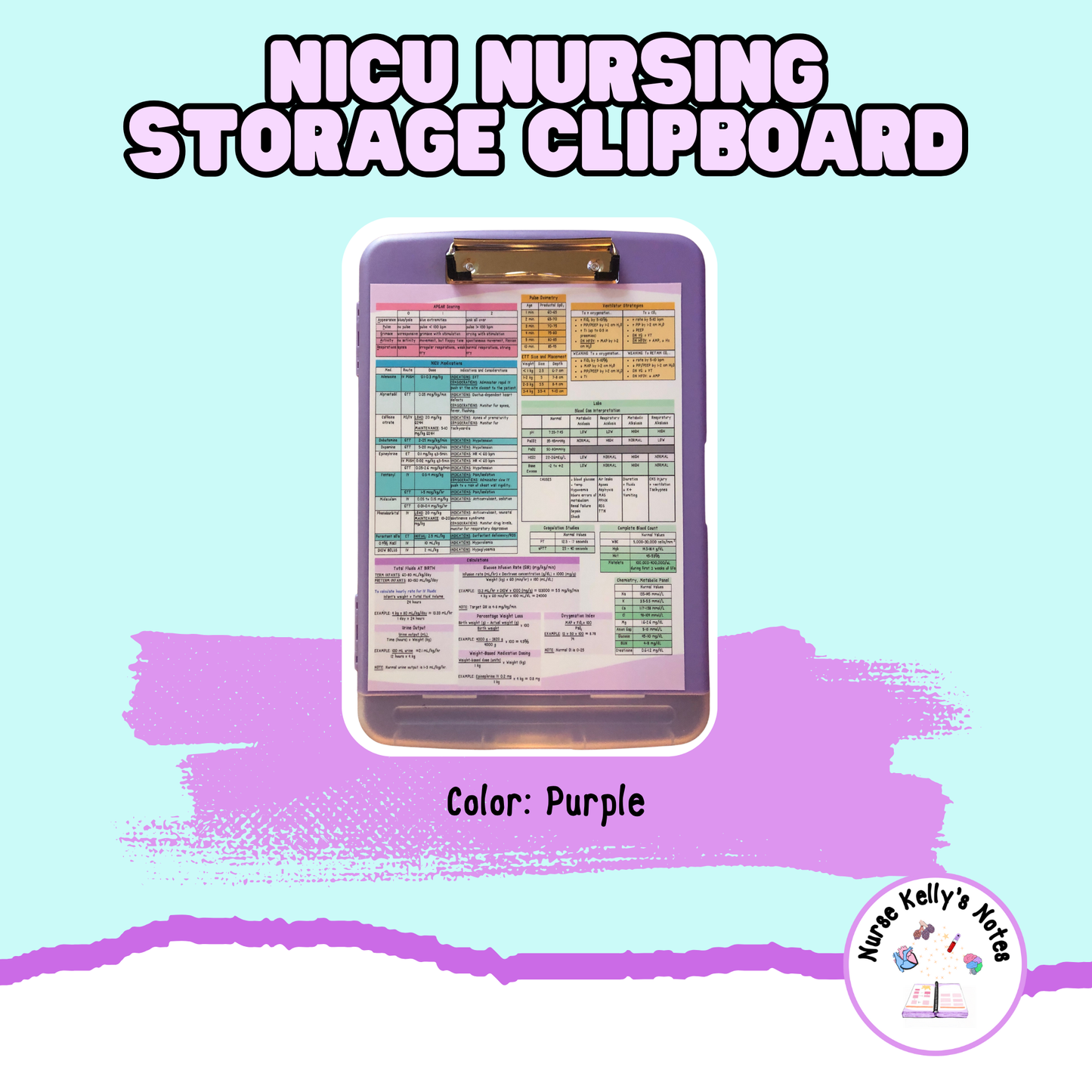 Neonatal ICU Storage Clipboard | Resources for NICU Nurses and Nursing Students