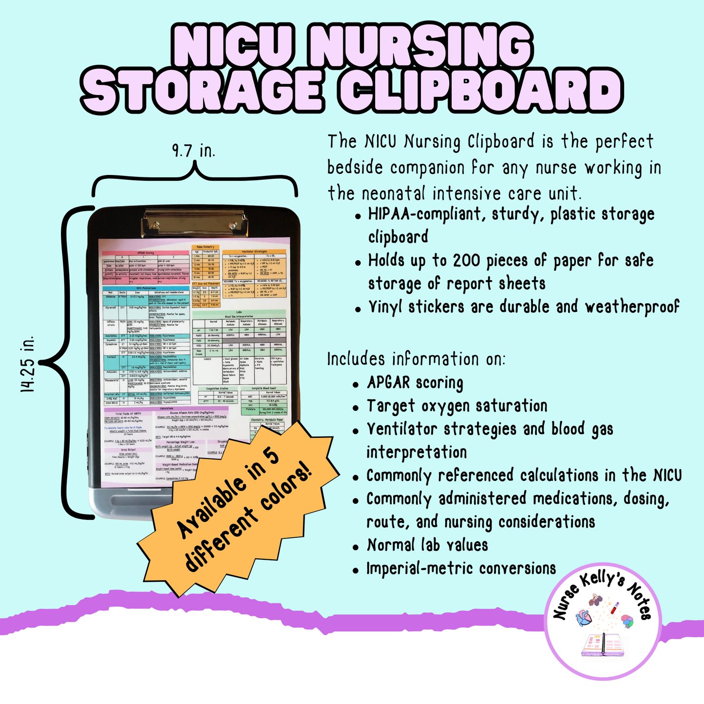 Neonatal ICU Storage Clipboard | Resources for NICU Nurses and Nursing Students
