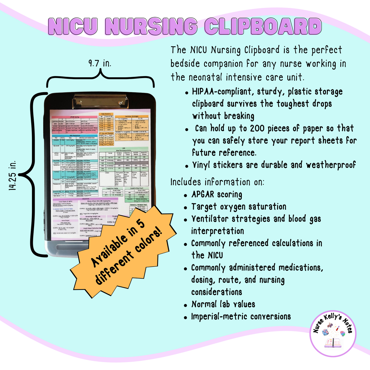 Neonatal ICU Storage Clipboard | Resources for NICU Nurses and Nursing Students