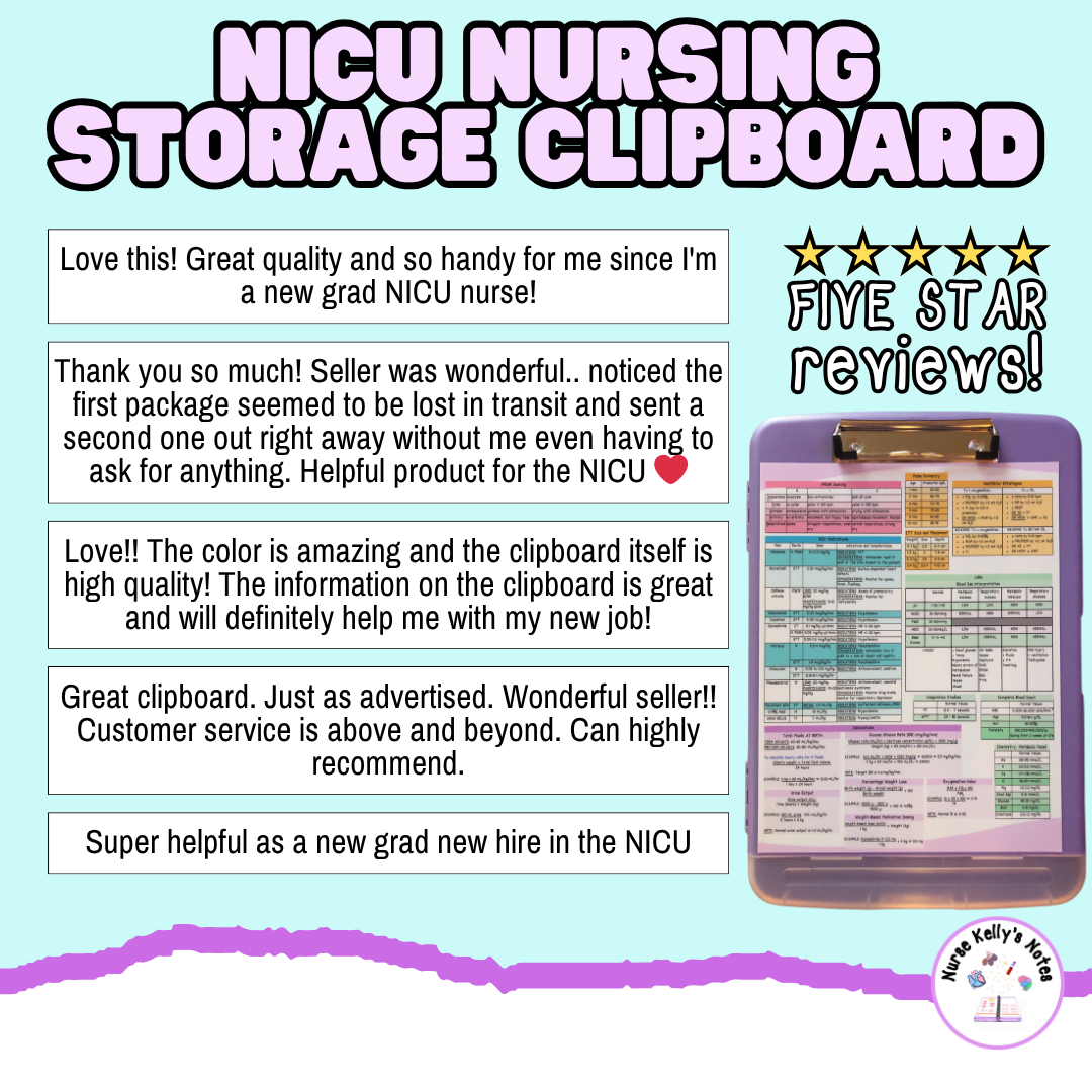 Neonatal ICU Storage Clipboard -- 2nd edition | Resources for NICU Nurses and Nursing Students