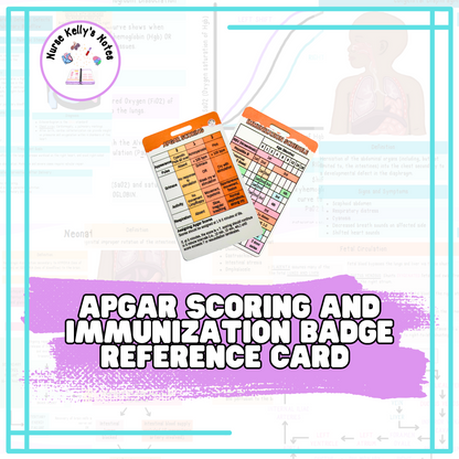 Apgar and Immunization NICU Reference Card: Wearable Badge Card for Neonatal Intensive Care Nurses, NNPs and Physician Associates