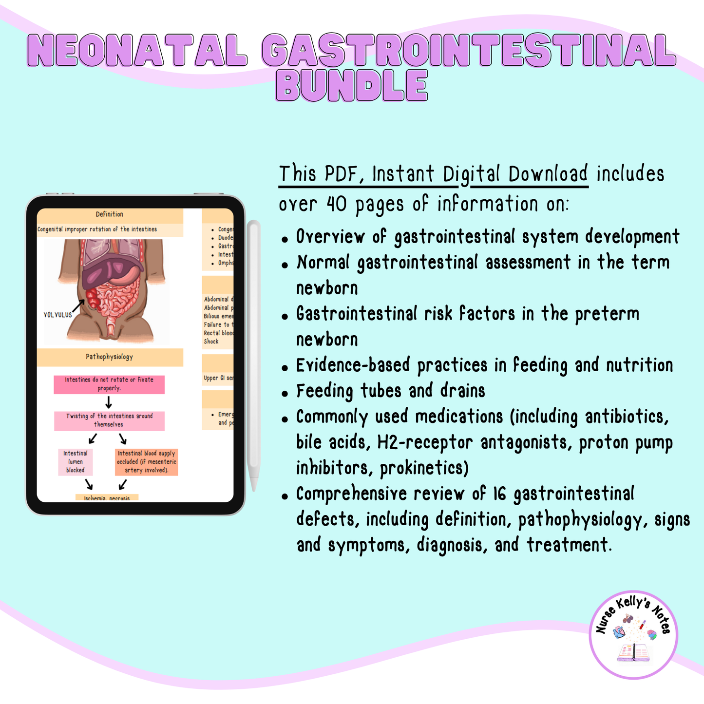 Newborn Gastrointestinal Bundle | Visual Study Guides for Current and Future NICU Nurses