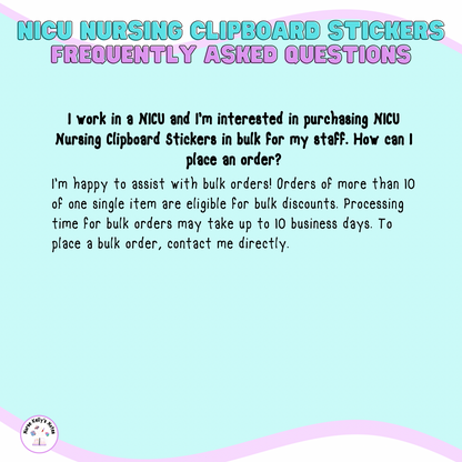 NICU Nursing Stickers for Clipboard (2 Large Stickers) | Neonatal Resources for Visual LeaRNers