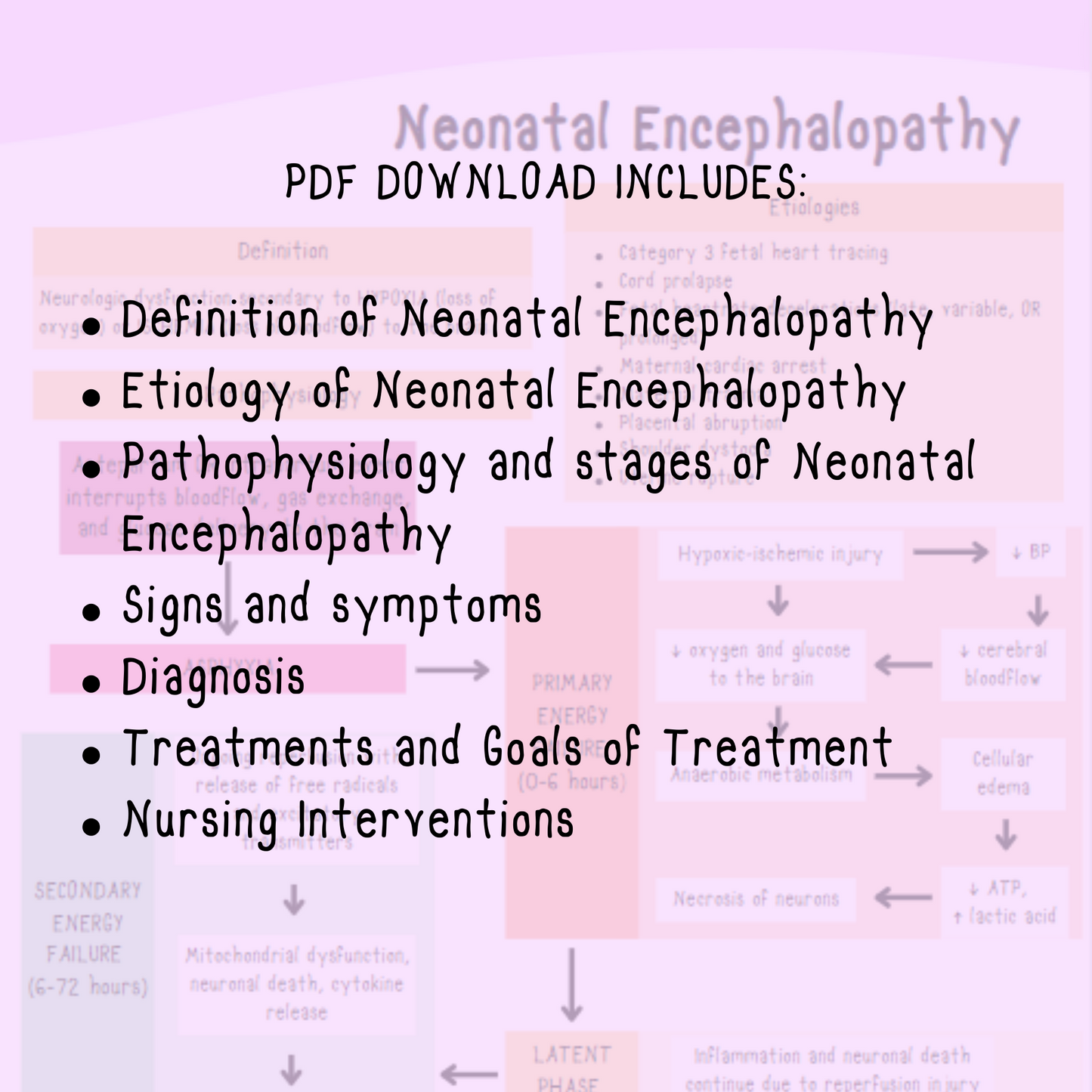 Neonatal Encephalopathy Nursing Notes | Visual Study Guides for Current and Future NICU Nurses