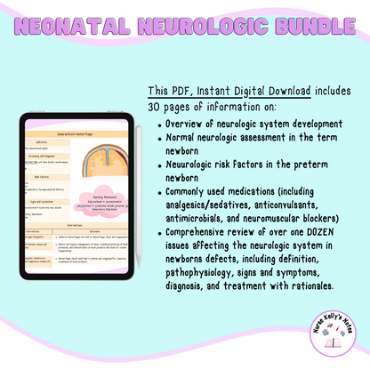 Newborn Neurologic Bundle | Visual Study Guides for Current and Future NICU Nurses