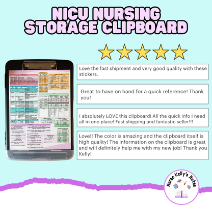 Neonatal ICU Storage Clipboard | Resources for NICU Nurses and Nursing Students