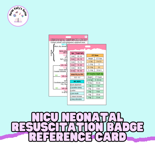NICU NRP Badge Reference Card: Wearable Neonatal Resuscitation Badge Buddy for Neonatal Intensive Care Nurses, NNPs and Physician Associates