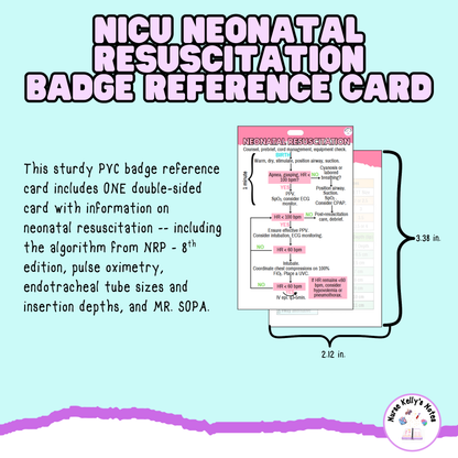 NICU NRP Badge Reference Card: Wearable Neonatal Resuscitation Badge Buddy for Neonatal Intensive Care Nurses, NNPs and Physician Associates