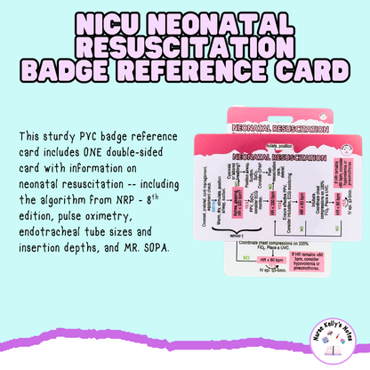 NICU NRP Badge Reference Card: Wearable Neonatal Resuscitation Badge Buddy for Neonatal Intensive Care Nurses, NNPs and Physician Associates