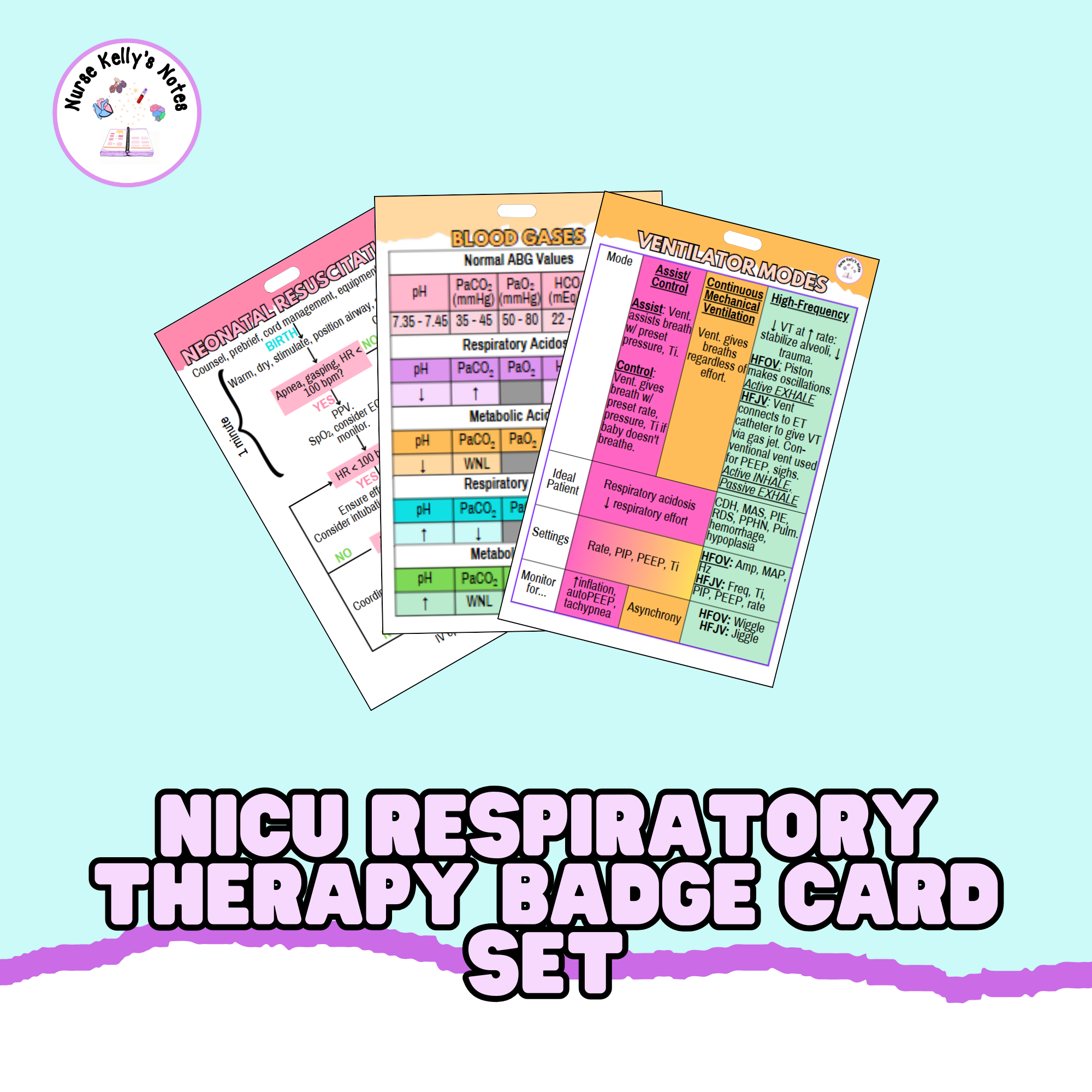 NICU Respiratory Badge Reference Card Set: Wearable Badge Buddies for ...