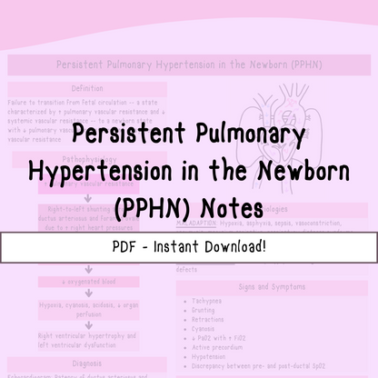 Persistent Pulmonary Hypertension in the Newborn Notes | Study Guides for Nurses and Nursing Students