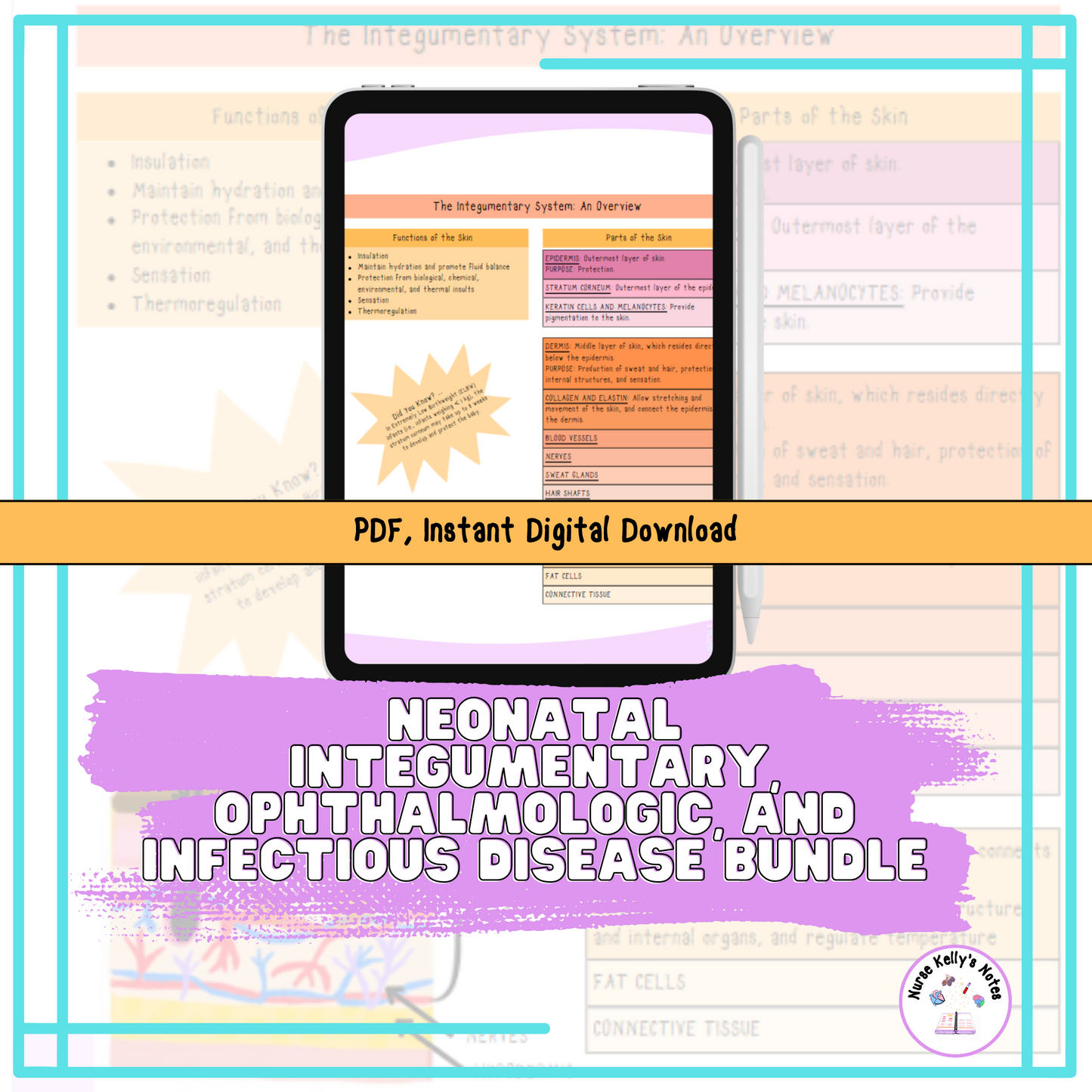 Newborn Integumentary, Ophthalmologic, and Infectious Disease Bundle | Visual Study Guides for NICU RNs and Nursing Students