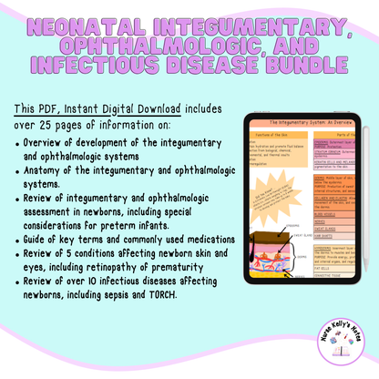 Newborn Integumentary, Ophthalmologic, and Infectious Disease Bundle | Visual Study Guides for NICU RNs and Nursing Students