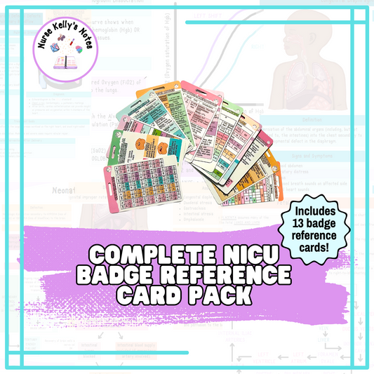 NICU Badge Reference Card Pack: Bundle of 13 Wearable Reference Cards for Neonatal Intensive Care Nurses, NNPs, Physician Associates, and Nursery RNs